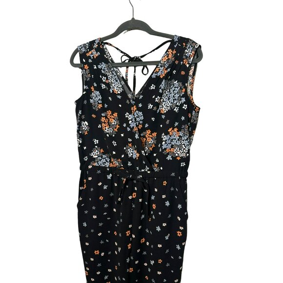 Loft Ladies Pant Suit Black Floral Sleeveless Career Pant Suit SZ Petite Small - Picture 3 of 8